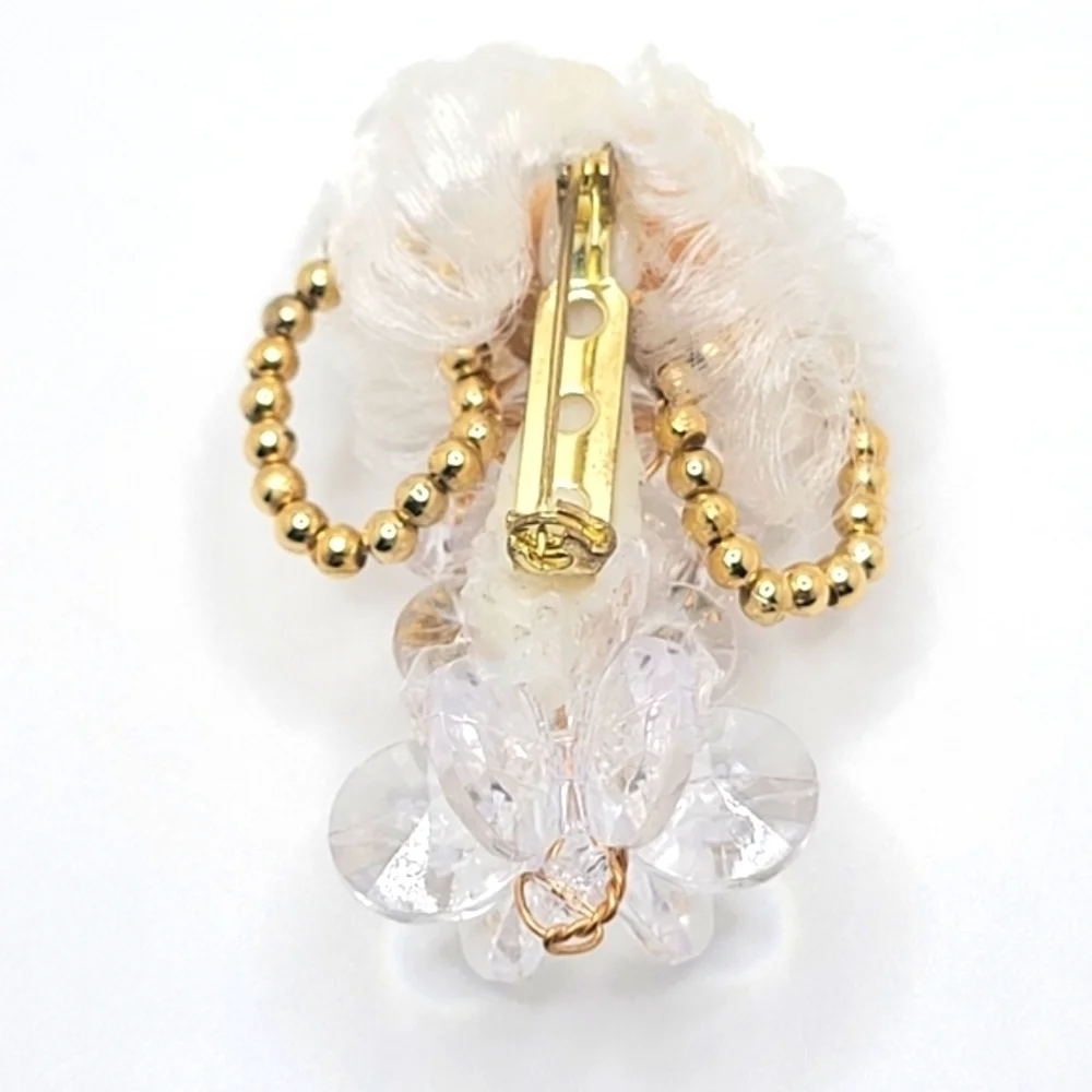 Vintage Beaded Brooch Pin Angel